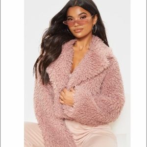Rose Cropped faux fur coat